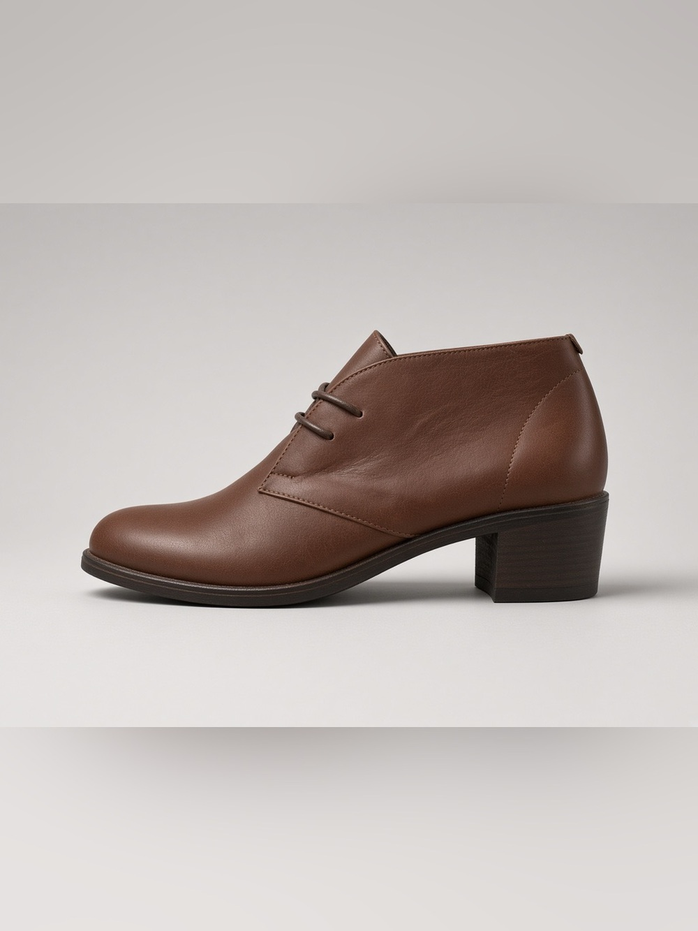 FenoMilano Brown Leather Lace-Up Chukka Block Heel EU 40 / US 9